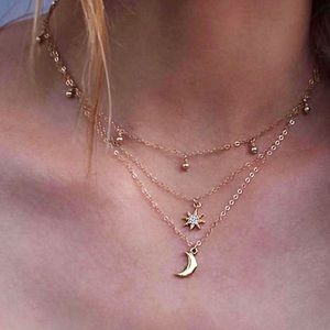 Gold Moon and Star Layered necklace